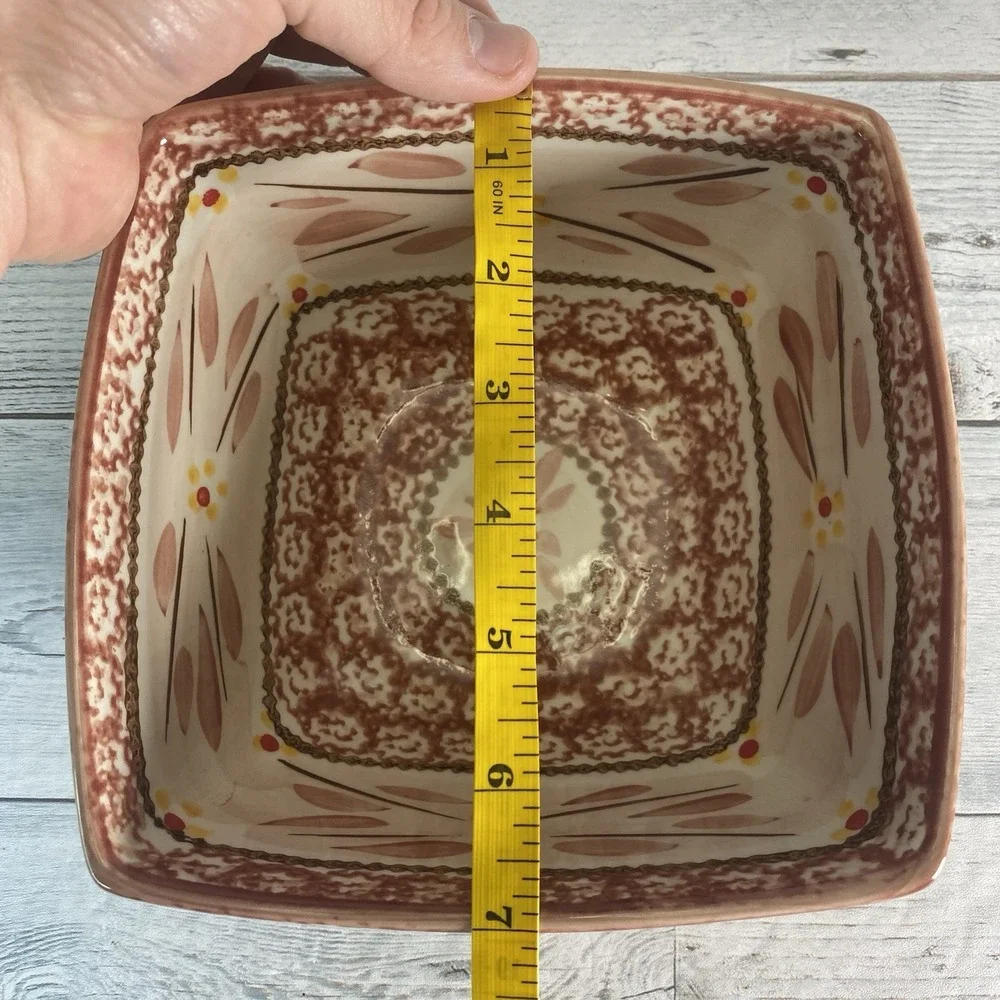 Temptations By Tara Old World Square Serving Bowl 7 Inch Cranberry Classic